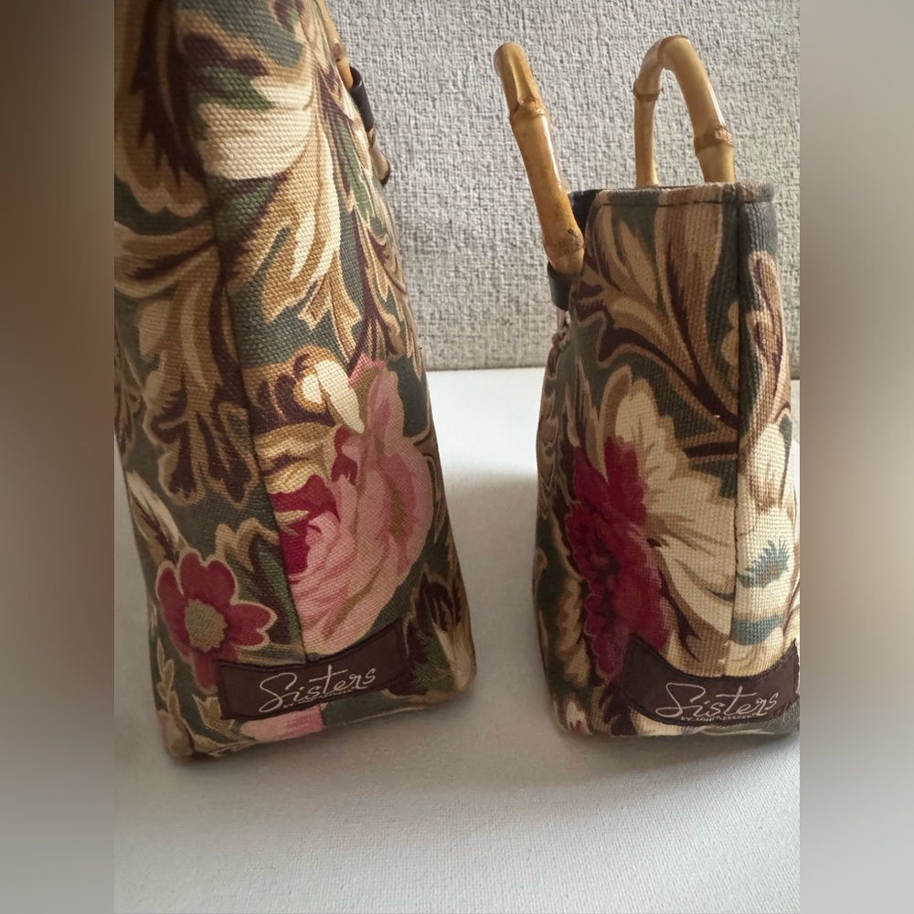 Mommy and me- Longaberger Sisters Floral Canvas Bag with Bamboo Handles - Picture 2 of 5